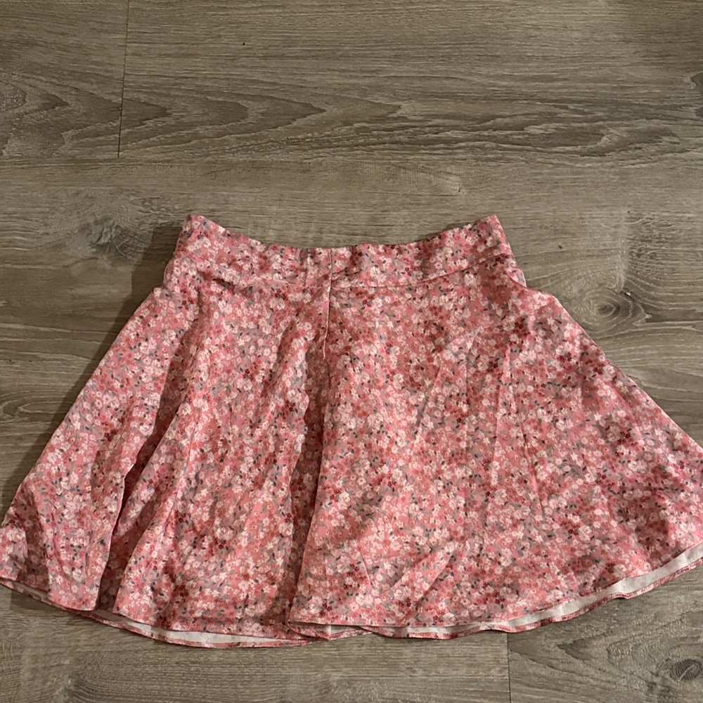 Floral Skater Skirt in Pink and White